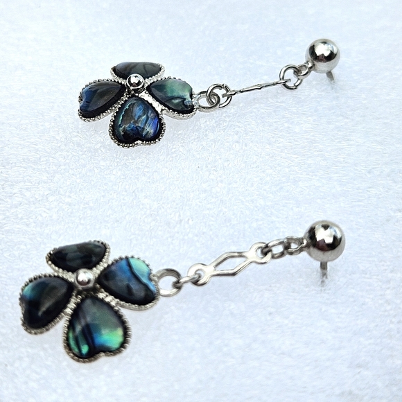 Blue Flower Drop Earrings - Picture 5 of 8